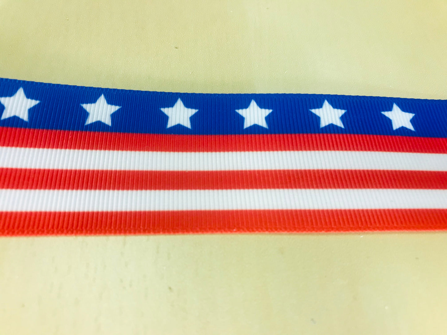 1-1/2" Wide American Flag Continuously Printed Grosgrain Ribbon