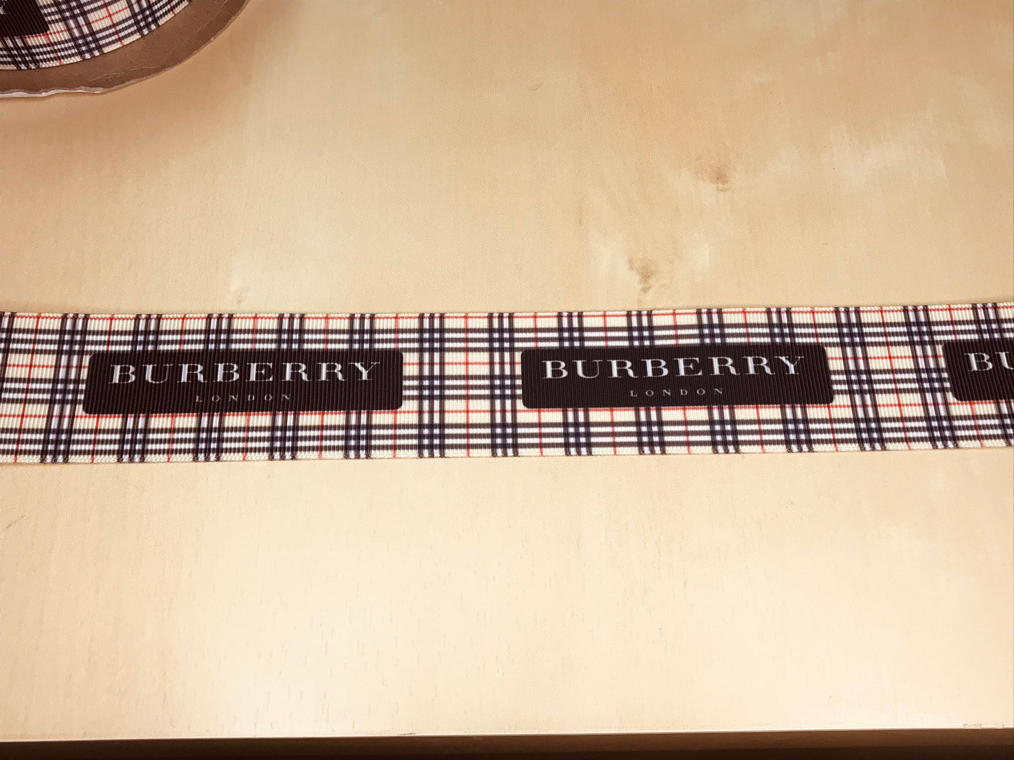 1-1/2" Wide Famous Designer Inspired Burberry London Plaid Ribbon Grosgrain Designer Logo Grosgrain Ribbon