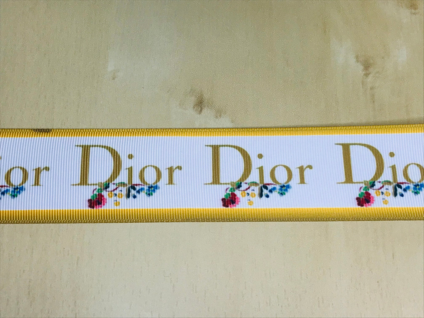1-1/2" Wide Famous Designer Floral Christian Dior CD Grosgrain Ribbon