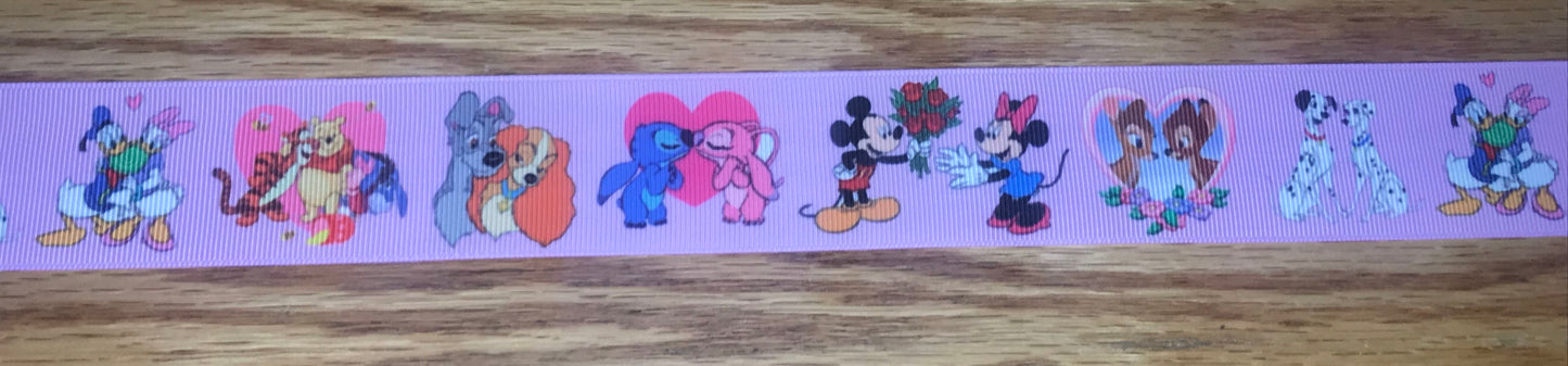 1-1/2" Wide Disney Couples In Love Printed Grosgrain Ribbon