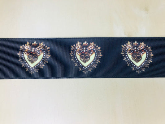 SALE 1-1/2" Wide Famous Brand Designer Dolce & Gabbana Devotion Heart Medallion Grosgrain Ribbon
