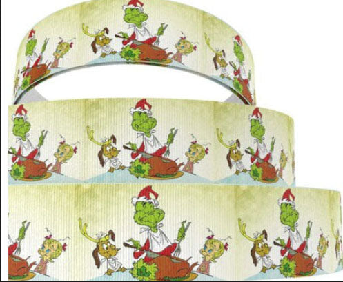 SALE 1-1/2" Wide How The Grinch Stole Christmas Day Feast Who Roast Beast Grosgrain Ribbon