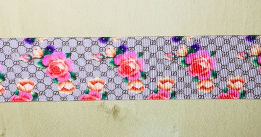 1-1/2" Wide Floral Gucci Inspired Grosgrain Ribbon