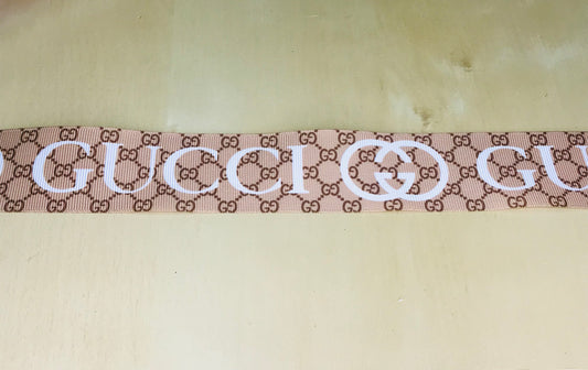 1-1/2" Wide Gucci Logo With White Writing Printed Grosgrain Ribbon