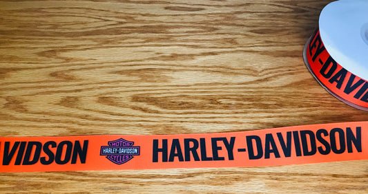 1-1/2" Wide Orange Harley Davidson Motorcycle Logo Grosgrain Ribbon