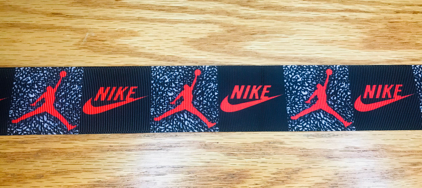 1-1/2" Wide Athletic Designer Nike Famous Basketball Player 23 Michael Jordan Jump Man Printed Grosgrain Ribbon