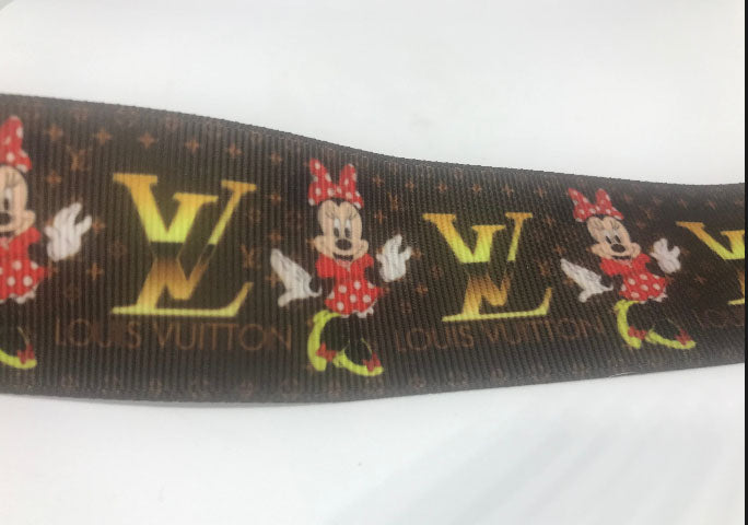 1-1/2" Minnie Mouse Large LV Louis Vuitton Printed Grosgrain Ribbon