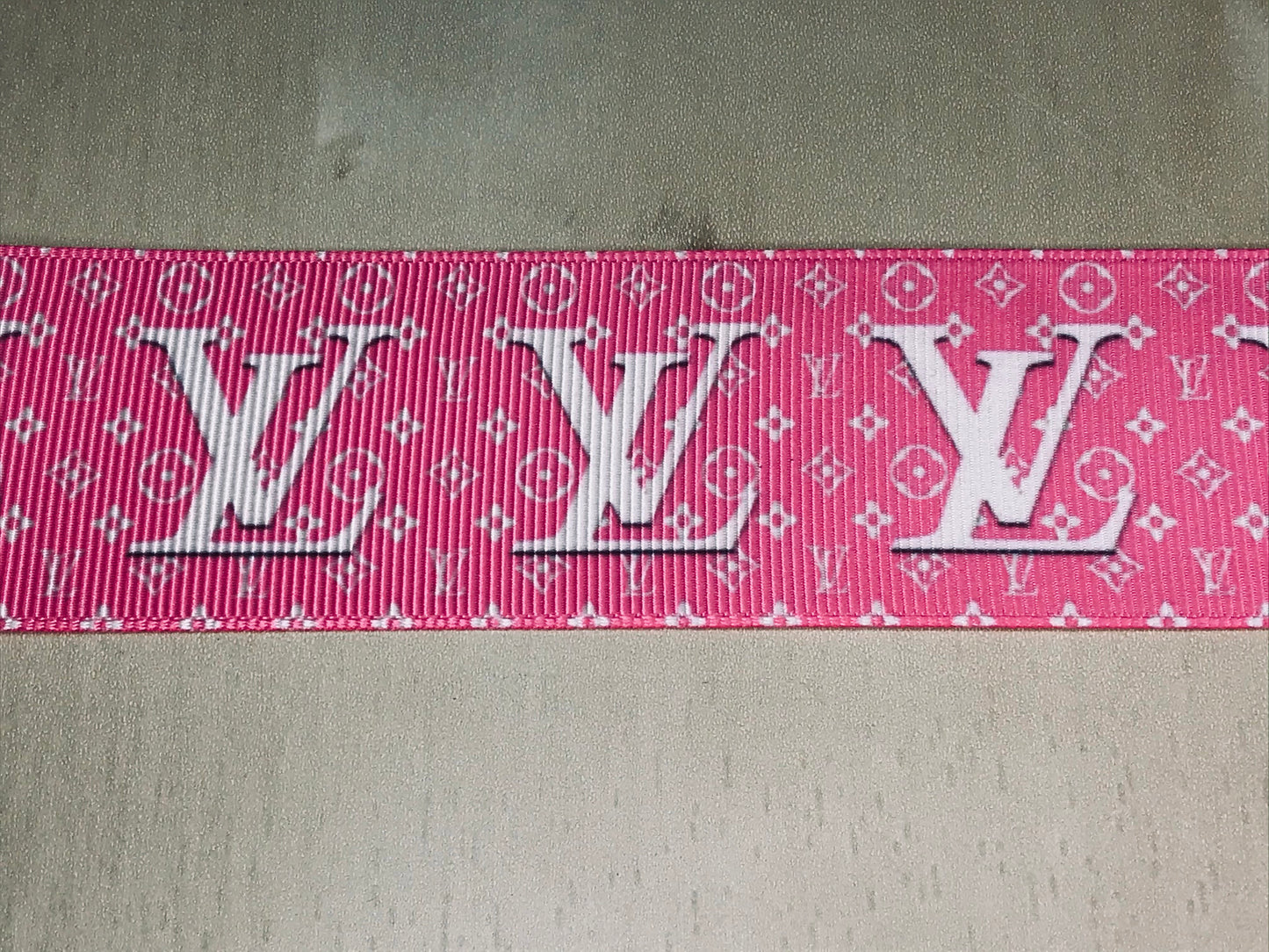 1-1/2 Wide Famous Pink and Off White Designer LV Louis Vuitton