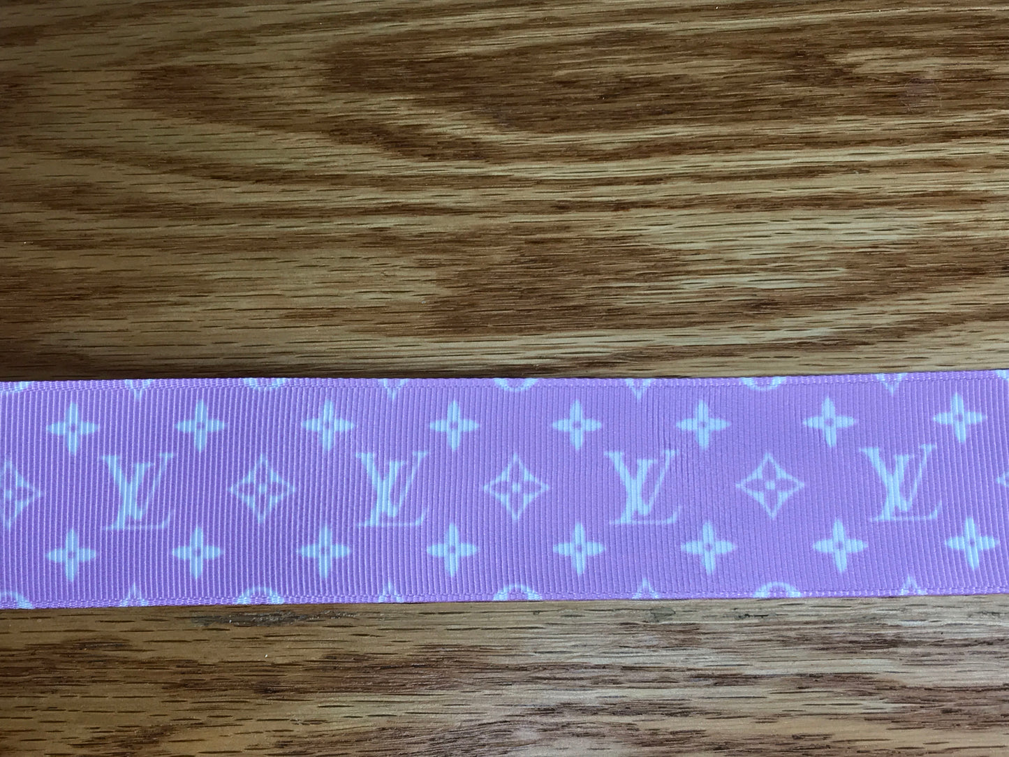 1-1/2" Wide Famous Purple and White Designer LV Louis Vuitton Logo Grosgrain Ribbon