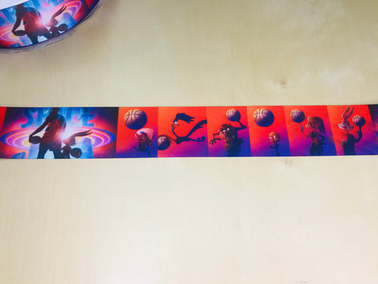 SALE 1-1/2" Wide Warner Bros. Movie Space Jam A New Legacy Tune Squad LeBron James Bugs Bunny Printed Grosgrain Ribbon