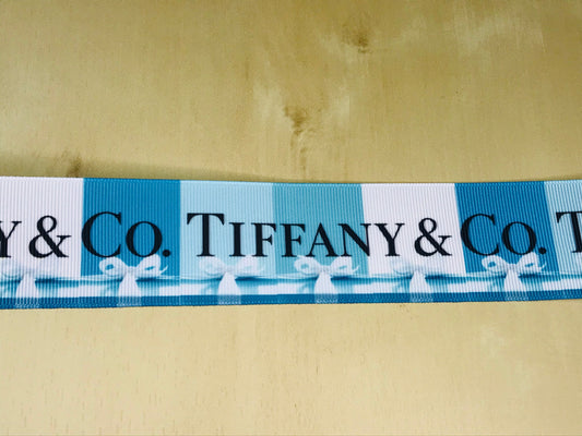 1-1/2" Tiffany & Co. Diamonds and Sparkle Designer Logo Printed Grosgrain Ribbon