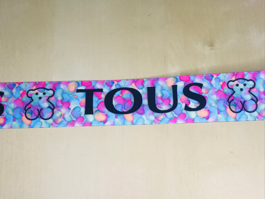 SALE 1-1/2" Wide Tous Famous Designer Jewelry Company Bear Logo Printed Grosgrain Ribbon