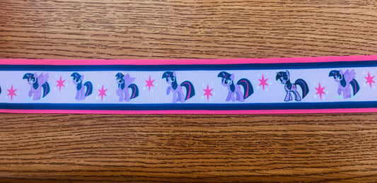 SALE 1-1/2" Wide Purple My Little Pony Twilight Sparkle Printed Grosgrain Ribbon