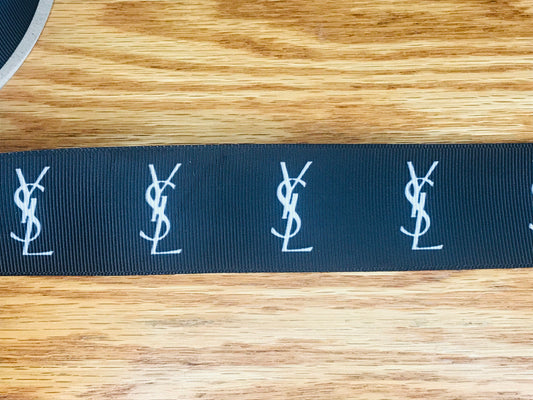 1-1/2" Wide Yves Saint Laurent YST Famous Designer Printed Grosgrain Ribbon