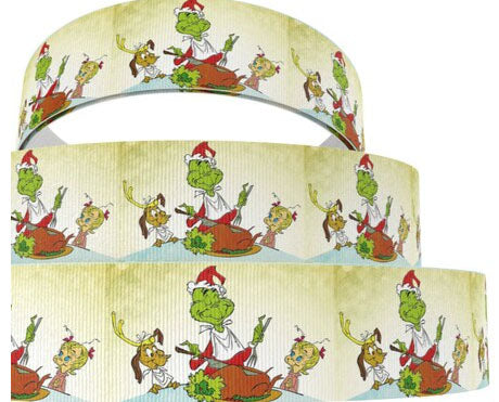 SALE 3" Wide How The Grinch Stole Christmas Day Feast Who Roast Beast Grosgrain Ribbon