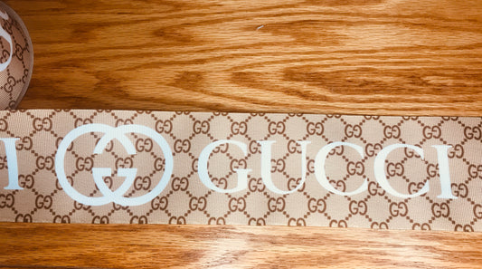 3" Wide Gucci Logo With White Writing Printed Grosgrain Ribbon