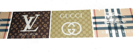 3" Multiple Famous Designers Louis Vuitton Gucci Burberry Printed Grosgrain Ribbon