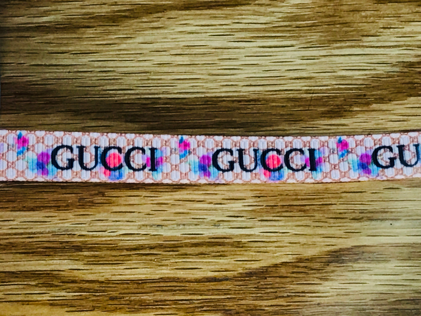 3/8" Floral Gucci GG Printed Logo Grosgrain Ribbon