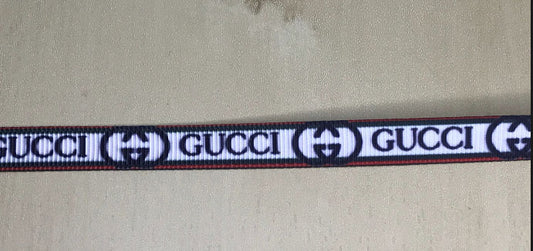 3/8" Wide Famous Designer Gucci GG Green Red Black White Printed Grosgrain Ribbon