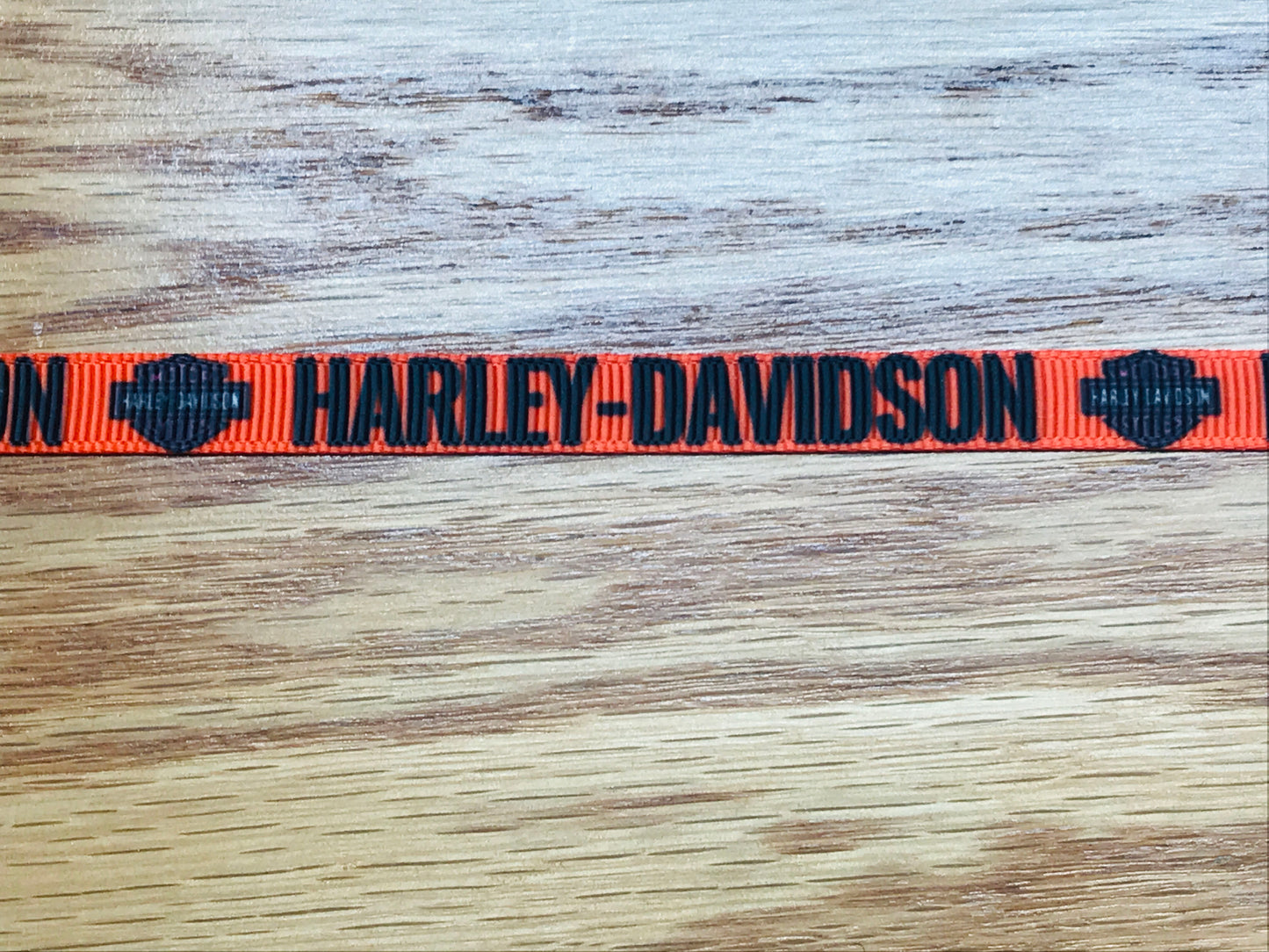3/8" Wide Orange Harley Davidson Motorcycle Logo Grosgrain Ribbon