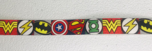 3/8" Wide Marvel Super Hero Logos Grosgrain Ribbon