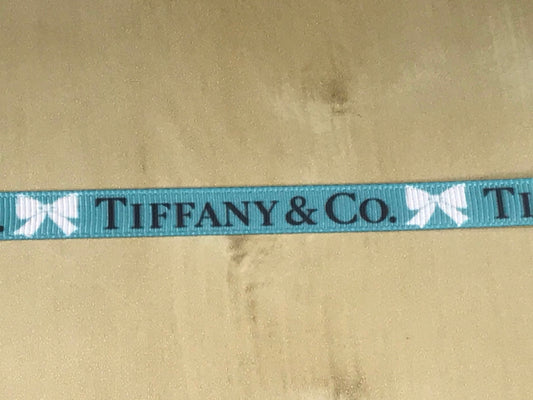3/8" Wide Famous Jewelry Designer Logo Tiffany & Co. Robin's Egg Blue Present Grosgrain Ribbon