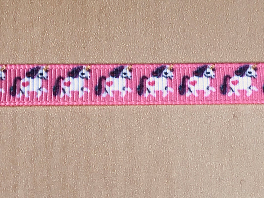SALE 3/8" Pink Heart Unicorn Printed Grosgrain Ribbon
