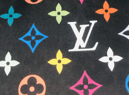 Black & Multi-Color LV Louis Vuitton Fabric