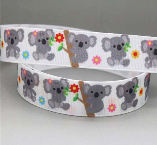 SALE 7/8" Wide Baby Koala Bears Grosgrain Ribbon