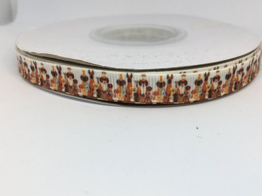 SALE 3/8" Birthday Party Dogs Printed Grosgrain Ribbon