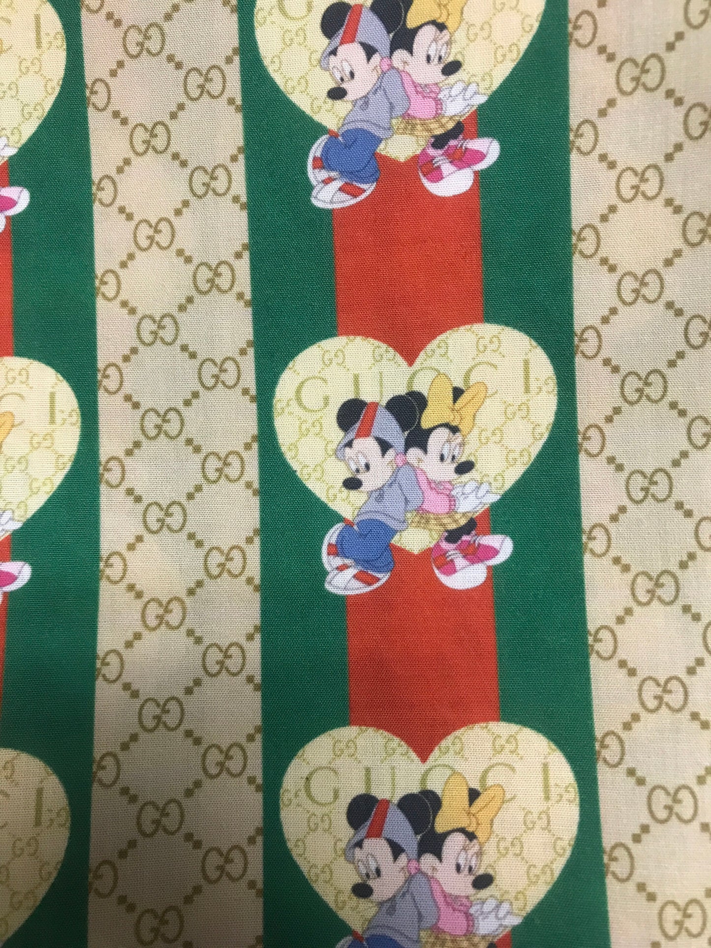 Famous Designer Disney's Mickey Mouse & Minnie Mouse & Gucci GG  Fabric
