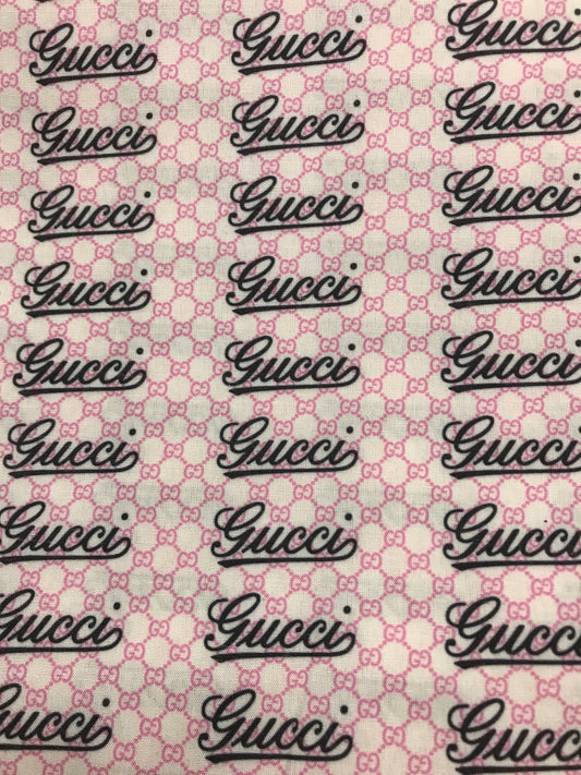 Pink & White With Black Lettering Gucci Fabric