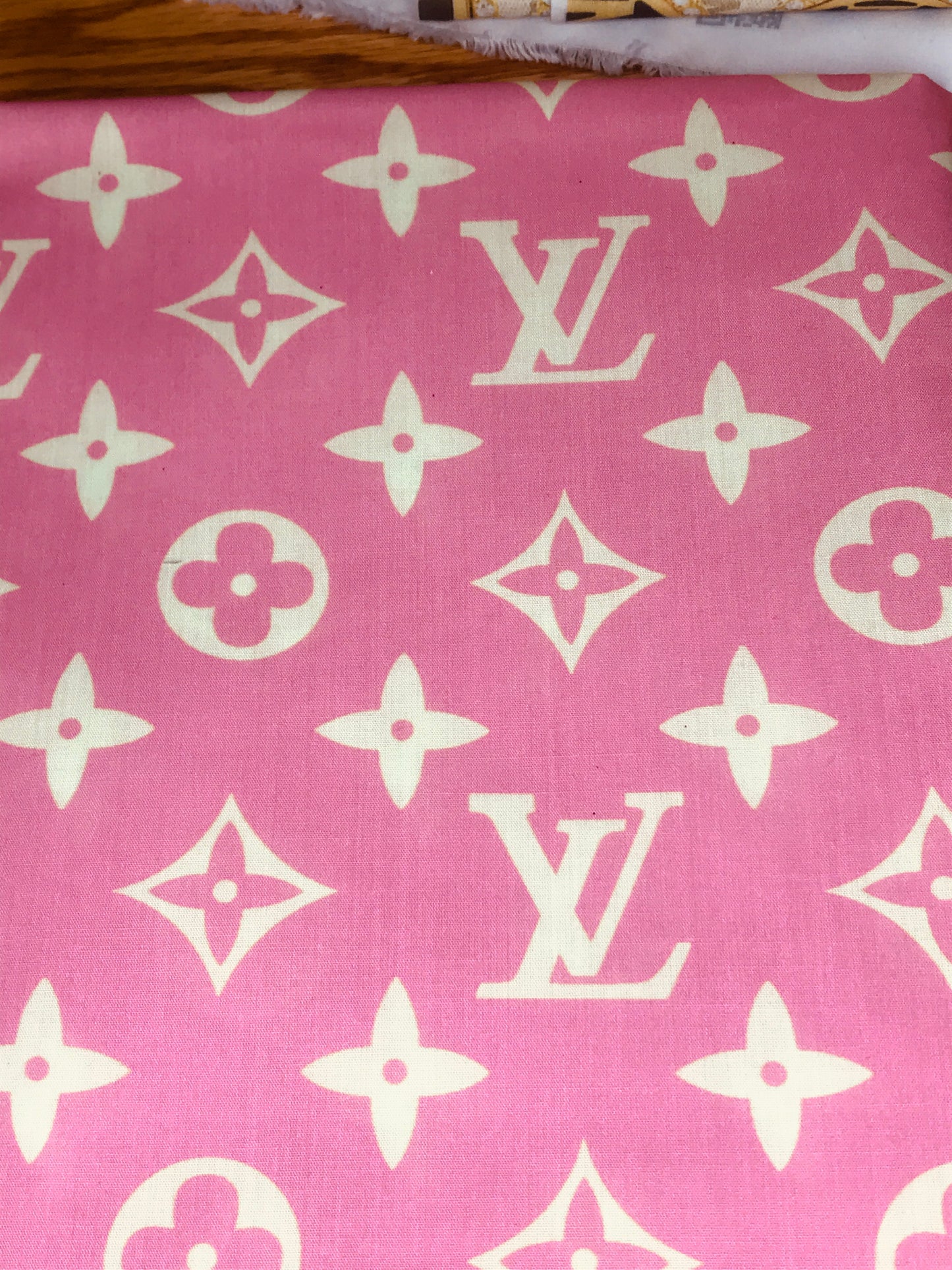 Pink & Off White LV Louis Vuitton Fabric