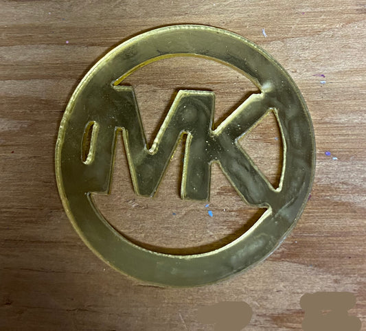 MK Michael Kors Gold Mirrored Logo Inspired Shaped Planar Resin