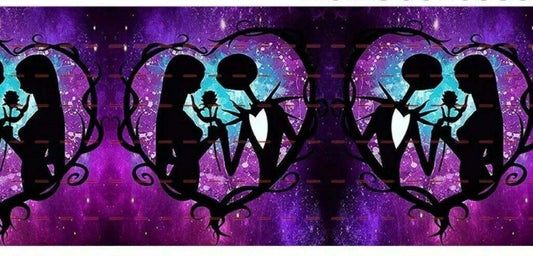 7/8" Wide Purple Nightmare Before Christmas Jack & Sally Love Halloween Grosgrain Ribbon