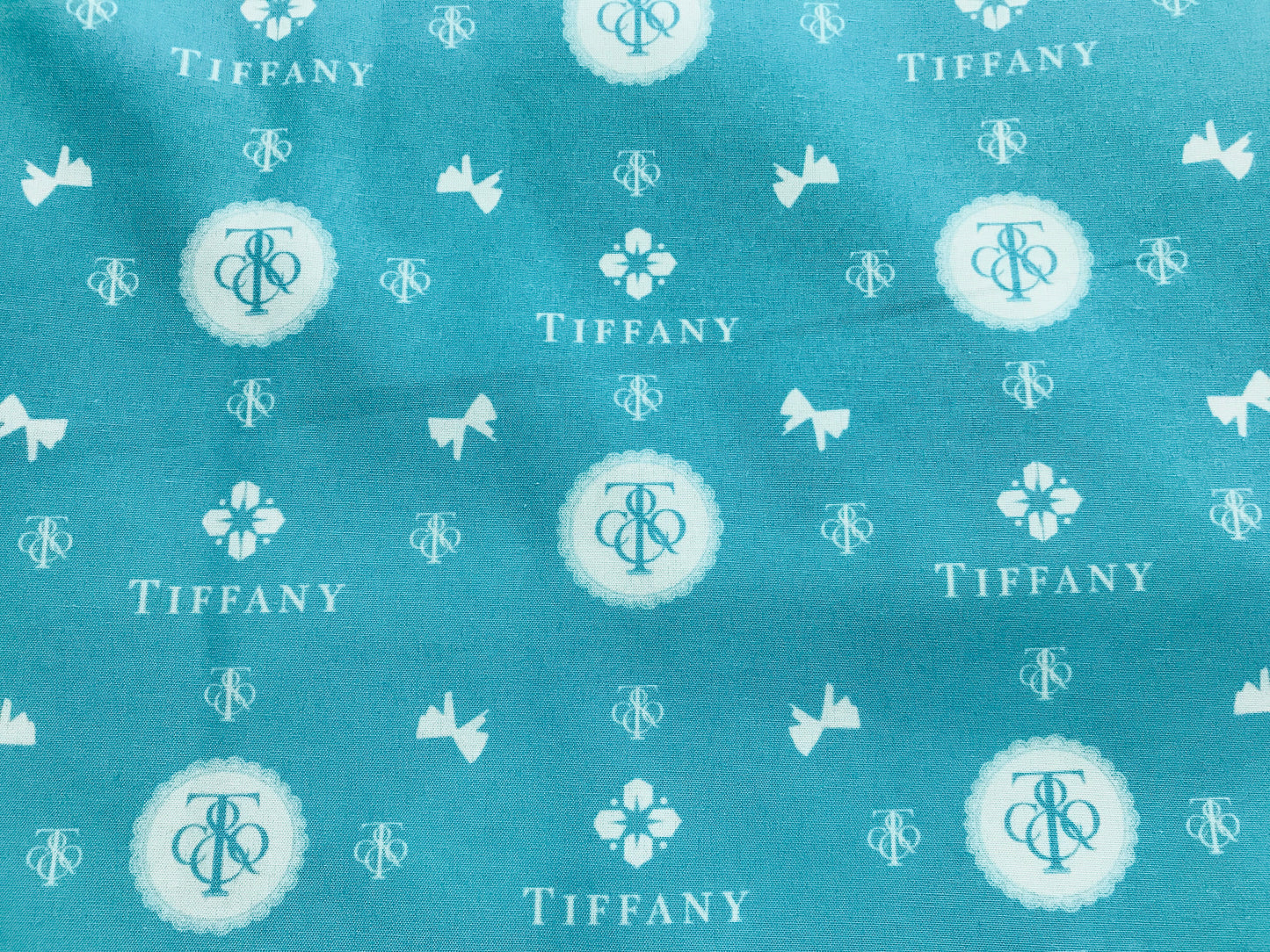 Tiffany & Co. Famous Bows Jewelry Designer Logo Printed Fabric